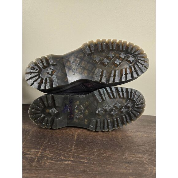 Dr Martens 1461 Platform Airware Shoes Black Glitter Fur Lined Women's Size 10 - Picture 6 of 8